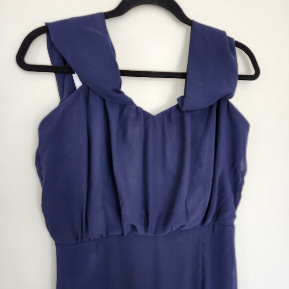 Lulus Elegant Navy Off-Shoulder Maxi Dress - Picture 3 of 7